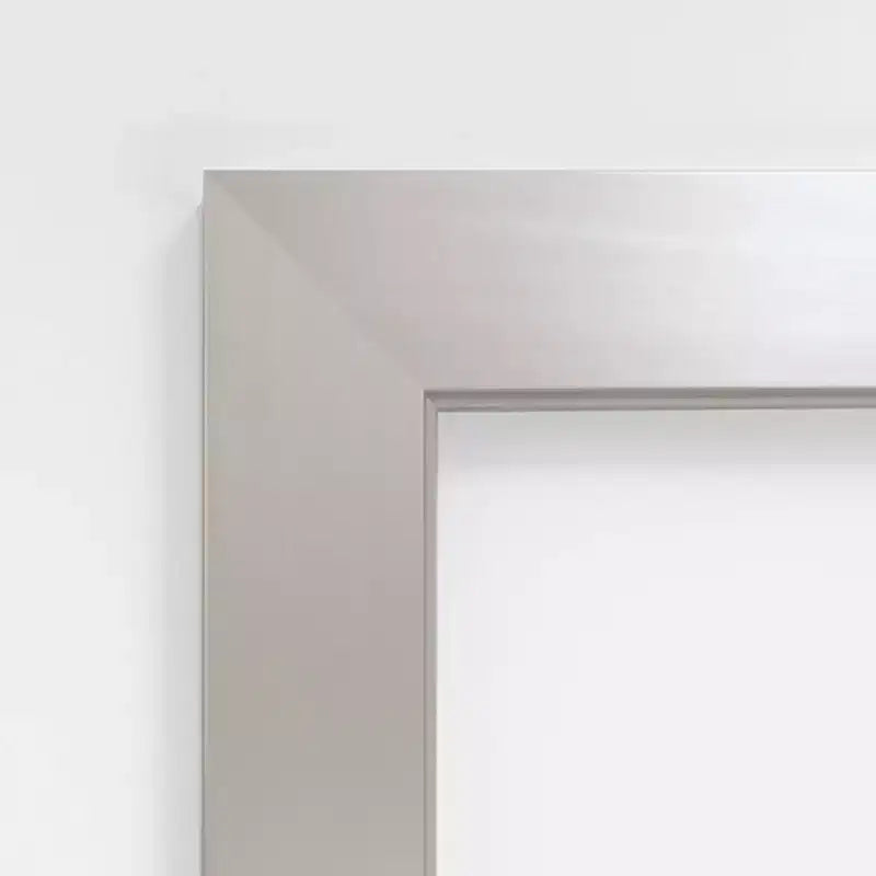 30"x30" Non-Beveled Brushed Sterling Silver Wood Bathroom Wall Mirror