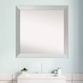 30"x30" Non-Beveled Brushed Sterling Silver Wood Bathroom Wall Mirror