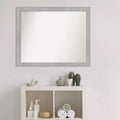 31"x25" Non-Beveled Brushed Nickel Narrow Bathroom Wall Mirror