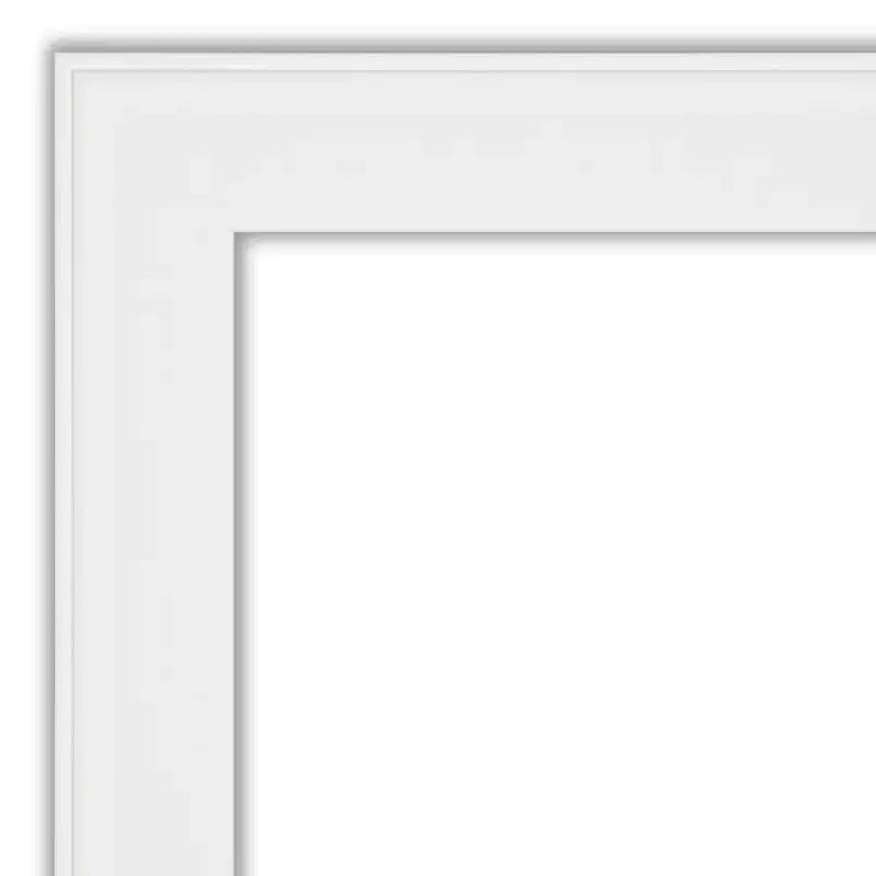 30"x30" Non-Beveled White Narrow Square Wall Mirror