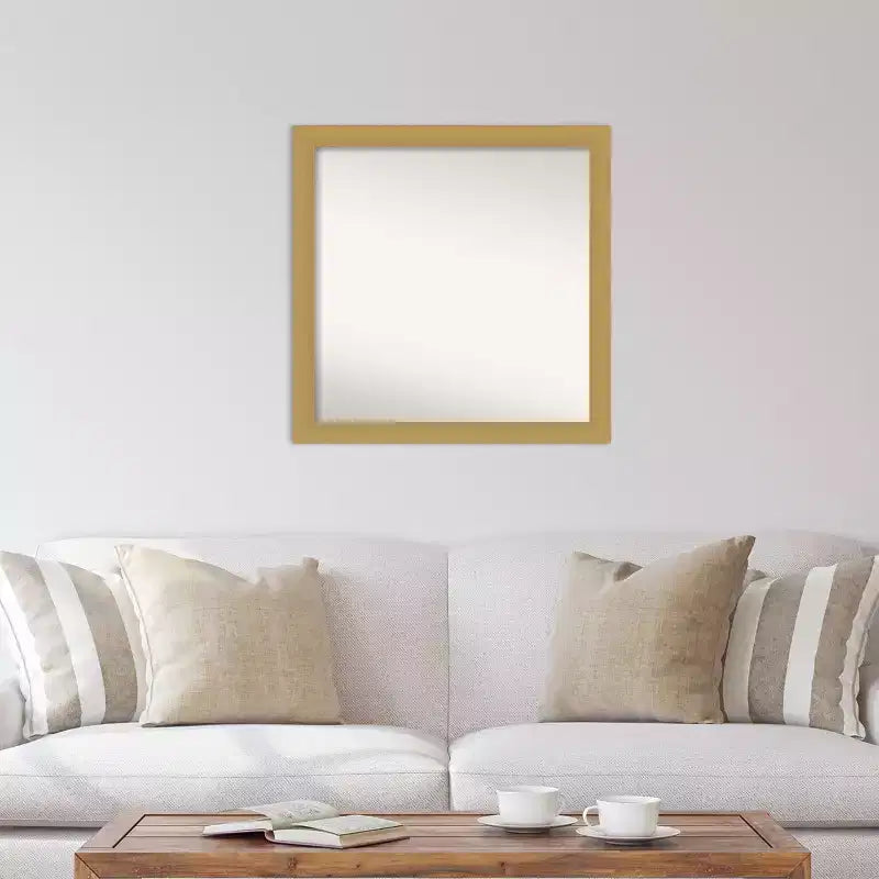 30"x30" Non-Beveled Brushed Gold Square Wall Mirror