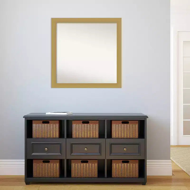 30"x30" Non-Beveled Brushed Gold Square Wall Mirror