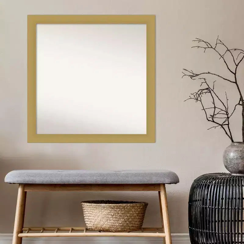 30"x30" Non-Beveled Brushed Gold Square Wall Mirror