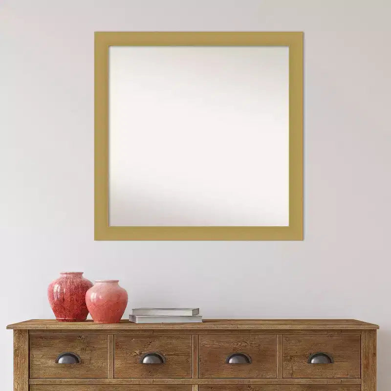 30"x30" Non-Beveled Brushed Gold Square Wall Mirror