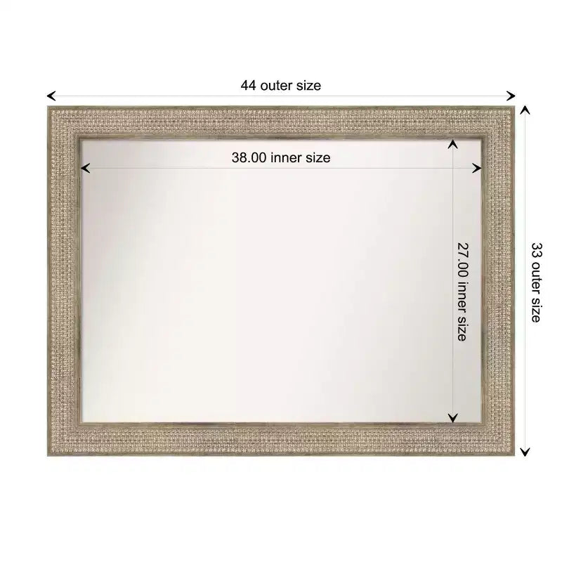 44"x33" Non-Beveled Silver Wood Wall Mirror - Modern Design