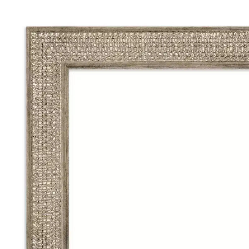 44"x33" Non-Beveled Silver Wood Wall Mirror - Modern Design