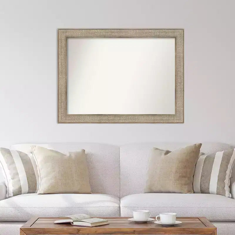44"x33" Non-Beveled Silver Wood Wall Mirror - Modern Design