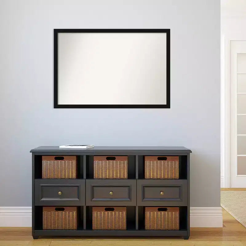 38"x26" Non-Beveled Black Narrow Wall Mirror - Modern Frame