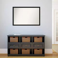 38"x26" Non-Beveled Black Narrow Wall Mirror - Modern Frame