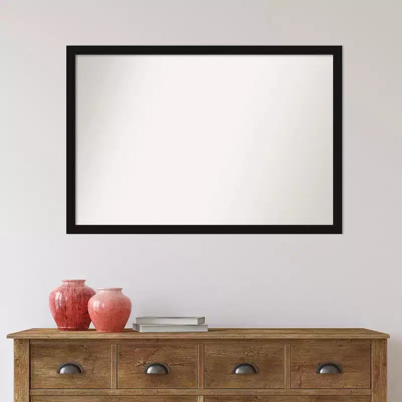 38"x26" Non-Beveled Black Narrow Wall Mirror - Modern Frame