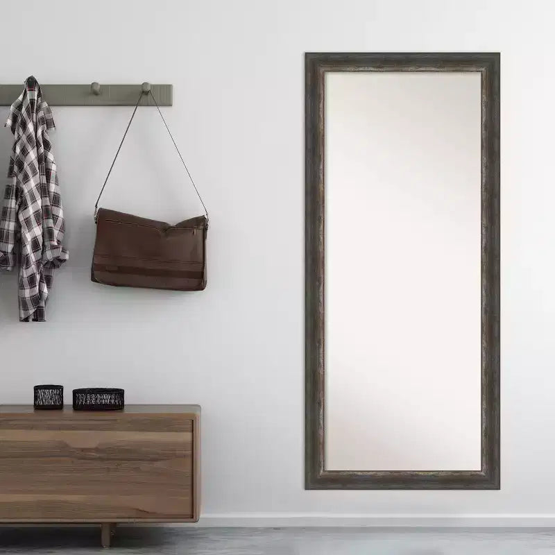 29"x65" Non-Beveled Rustic Char Full Length Floor Leaner Mirror