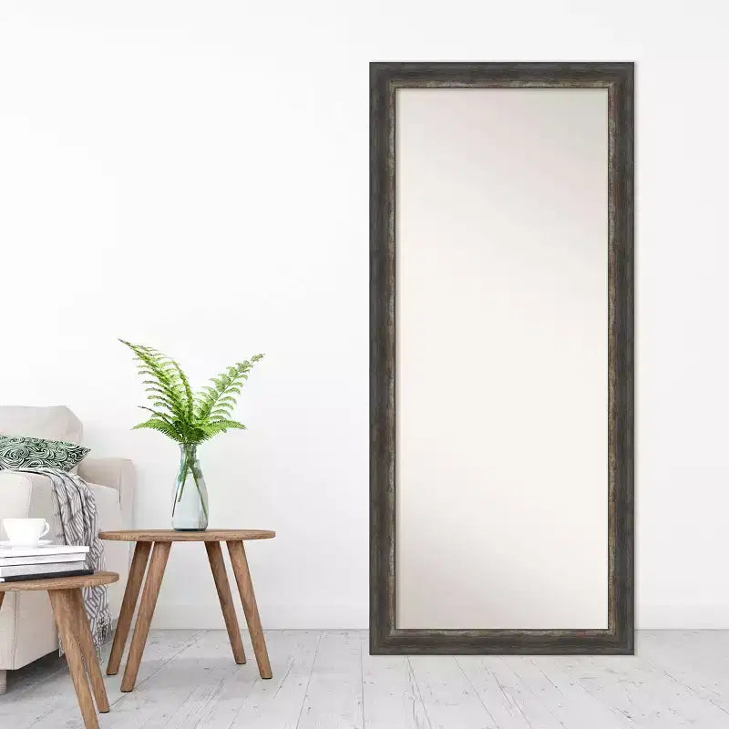 29"x65" Non-Beveled Rustic Char Full Length Floor Leaner Mirror