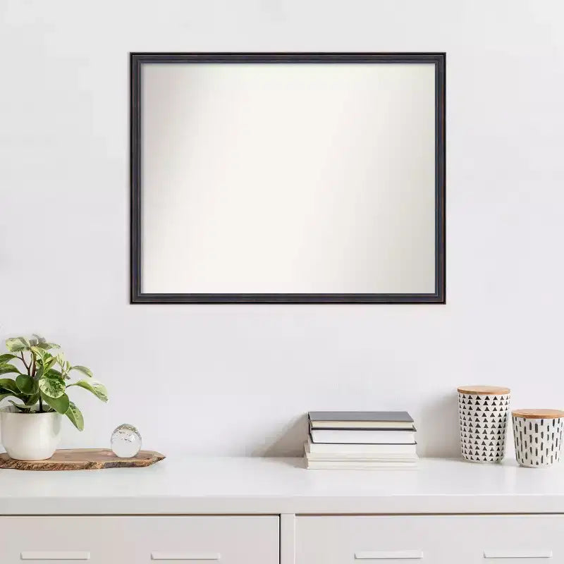 30"x24" Non-Beveled Dark Bronze Scoop Wood Wall Mirror