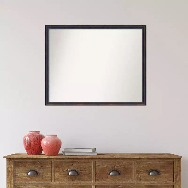 30"x24" Non-Beveled Dark Bronze Scoop Wood Wall Mirror