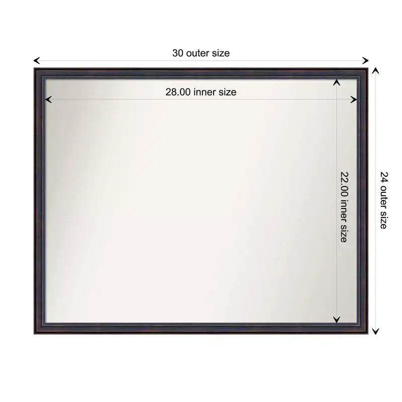 30"x24" Non-Beveled Dark Bronze Scoop Wood Wall Mirror