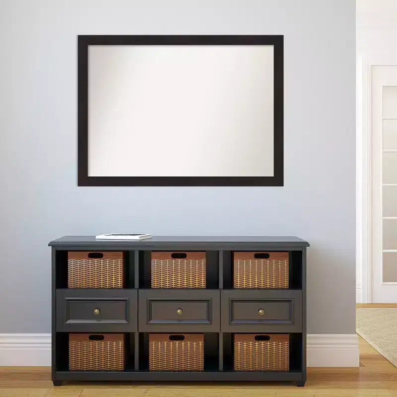 42"x31" Non-Beveled Espresso Brown Wall Mirror - Modern Rectangle
