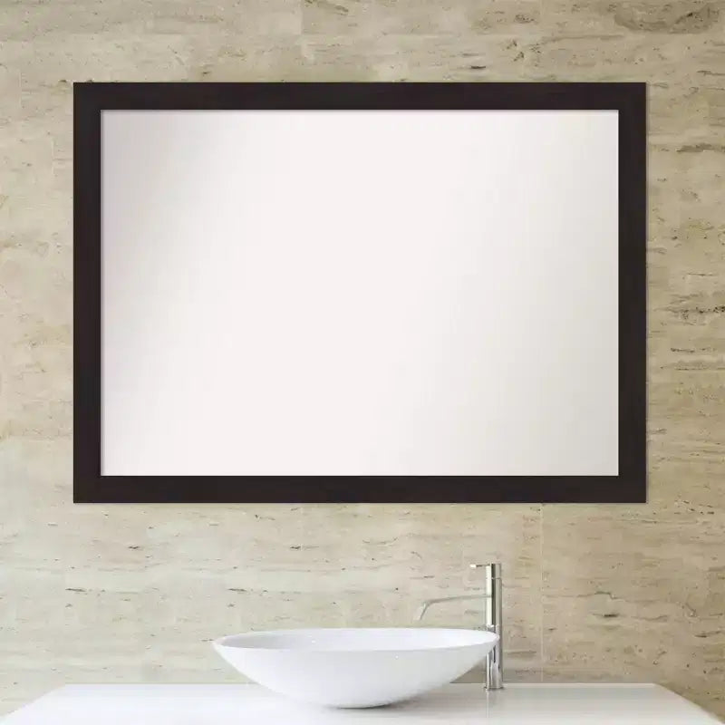 42"x31" Non-Beveled Espresso Brown Wall Mirror - Modern Rectangle