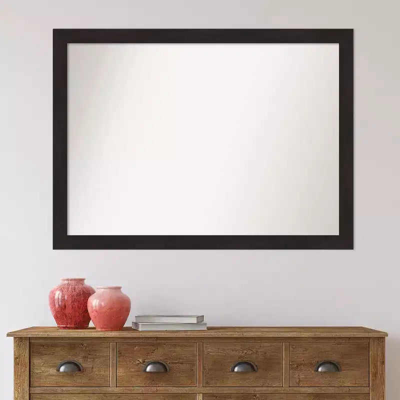 42"x31" Non-Beveled Espresso Brown Wall Mirror - Modern Rectangle