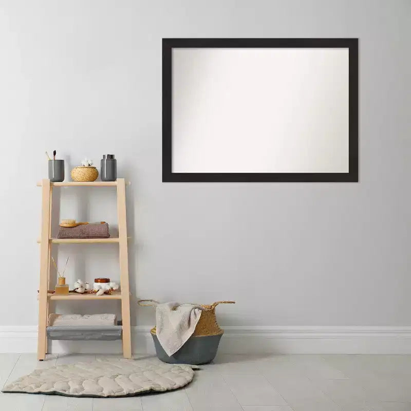42"x31" Non-Beveled Espresso Brown Wall Mirror - Modern Rectangle