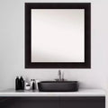 32"x32" Non-Beveled Espresso Wood Bathroom Wall Mirror - Modern Square