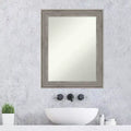 23"x29" Non-Beveled Barnwood Gray Wood Bathroom Wall Mirror