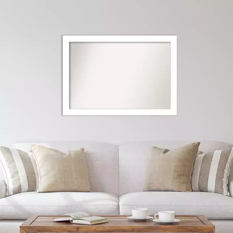 40"x28" Non-Beveled White Wall Mirror - Wedge Frame