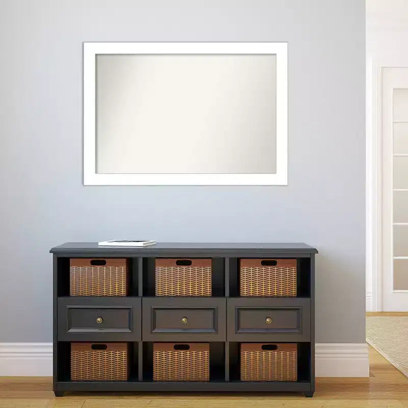 40"x28" Non-Beveled White Wall Mirror - Wedge Frame