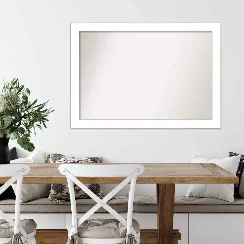 40"x28" Non-Beveled White Wall Mirror - Wedge Frame