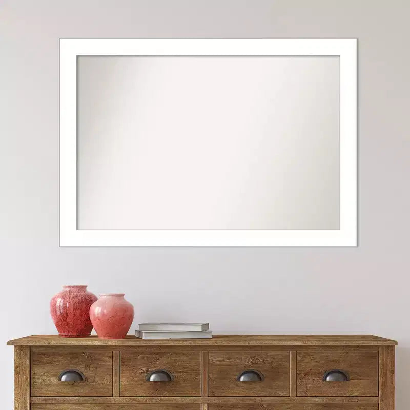 40"x28" Non-Beveled White Wall Mirror - Wedge Frame