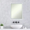 20"x26" Non-Beveled Wood Bathroom Wall Mirror White/Blue