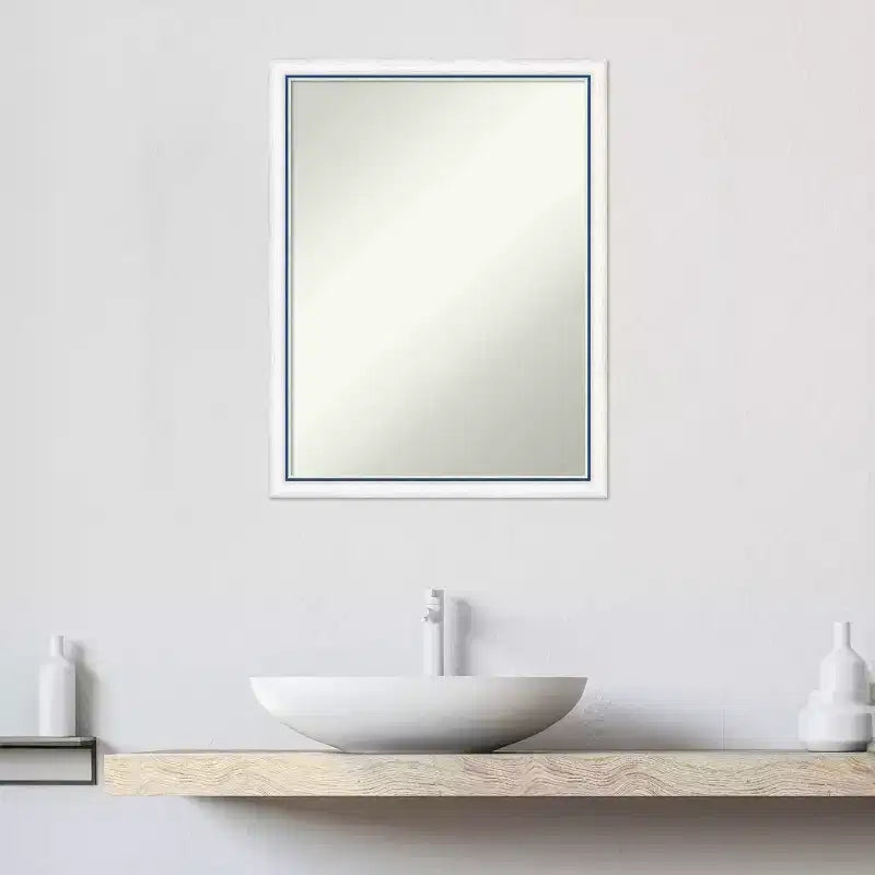 20"x26" Non-Beveled Wood Bathroom Wall Mirror White/Blue