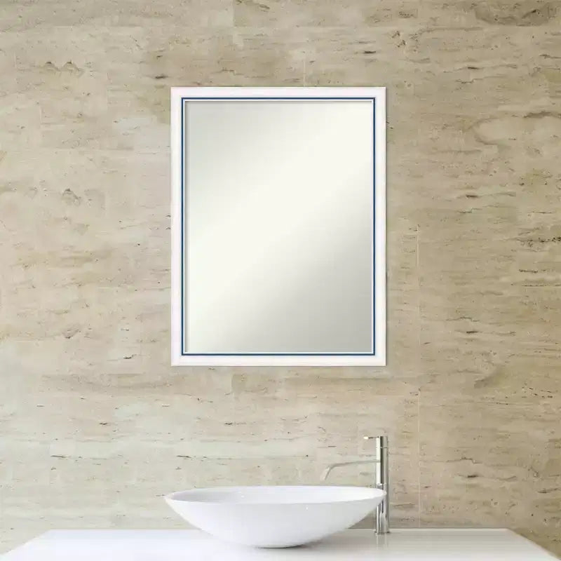 20"x26" Non-Beveled Wood Bathroom Wall Mirror White/Blue