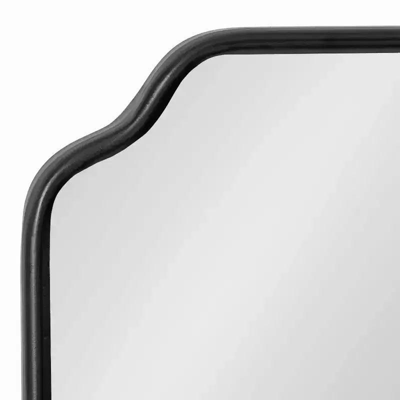 18"x48" Scalloped Framed Wall Mirror Black
