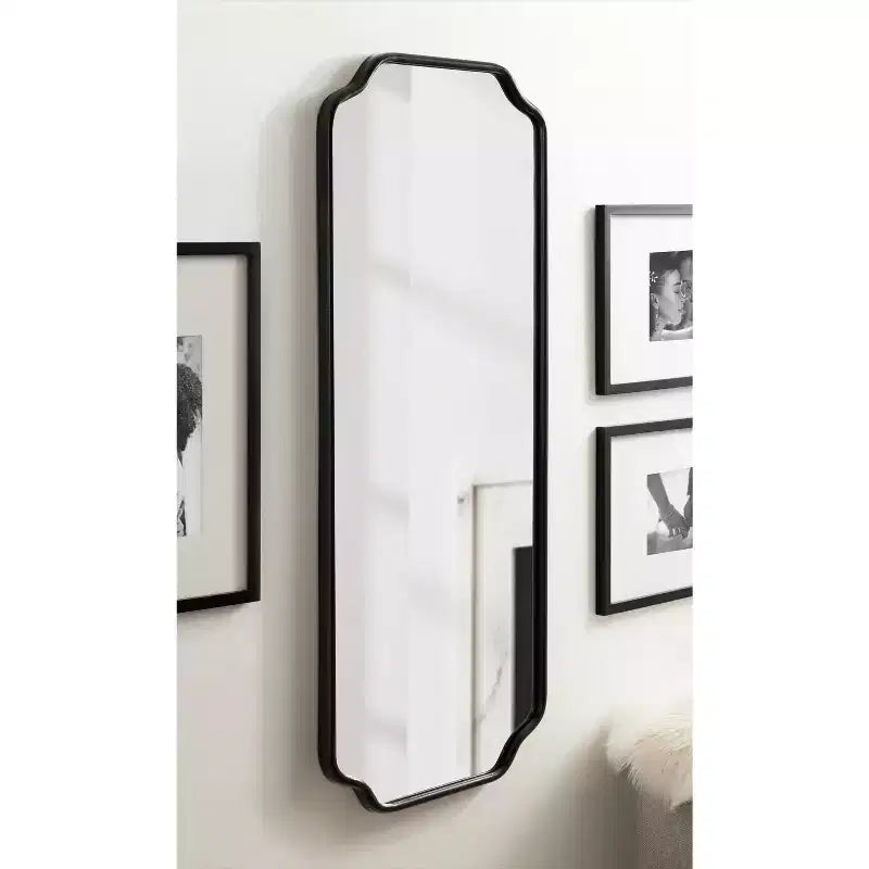 18"x48" Scalloped Framed Wall Mirror Black