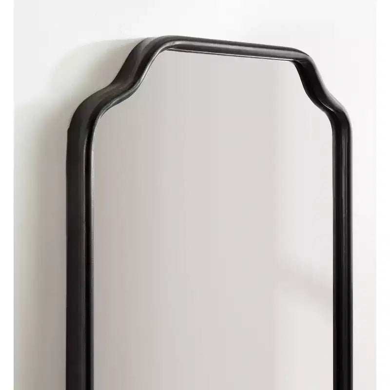18"x48" Scalloped Framed Wall Mirror Black