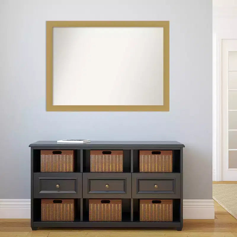 42"x31" Non-Beveled Brushed Gold Bathroom Wall Mirror - Rectangle