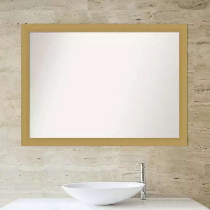 42"x31" Non-Beveled Brushed Gold Bathroom Wall Mirror - Rectangle