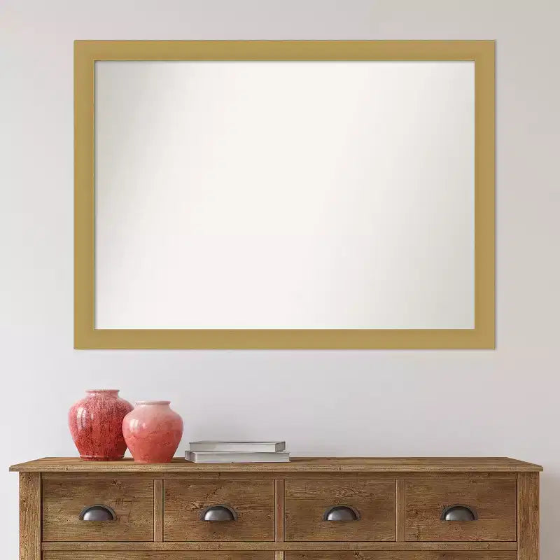 42"x31" Non-Beveled Brushed Gold Bathroom Wall Mirror - Rectangle