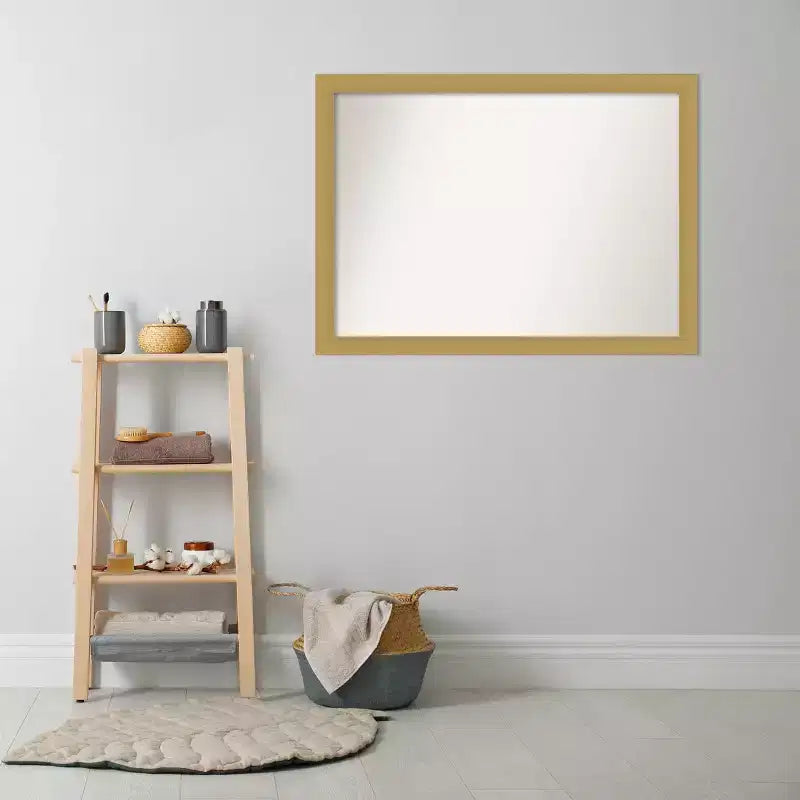 42"x31" Non-Beveled Brushed Gold Bathroom Wall Mirror - Rectangle
