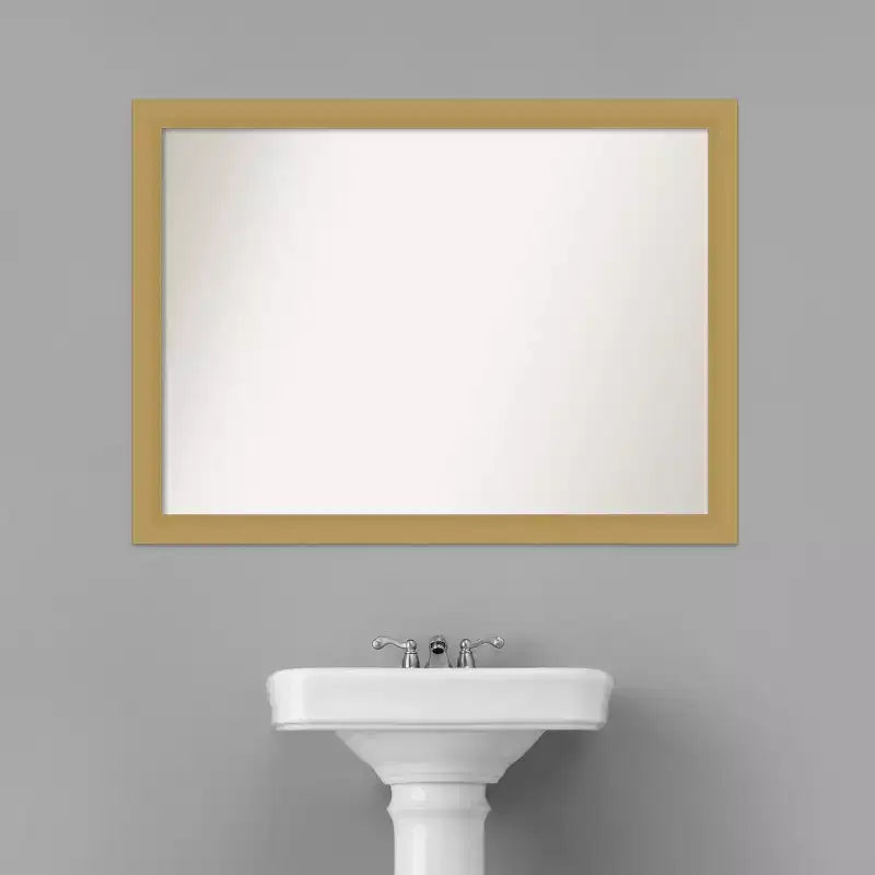 42"x31" Non-Beveled Brushed Gold Bathroom Wall Mirror - Rectangle