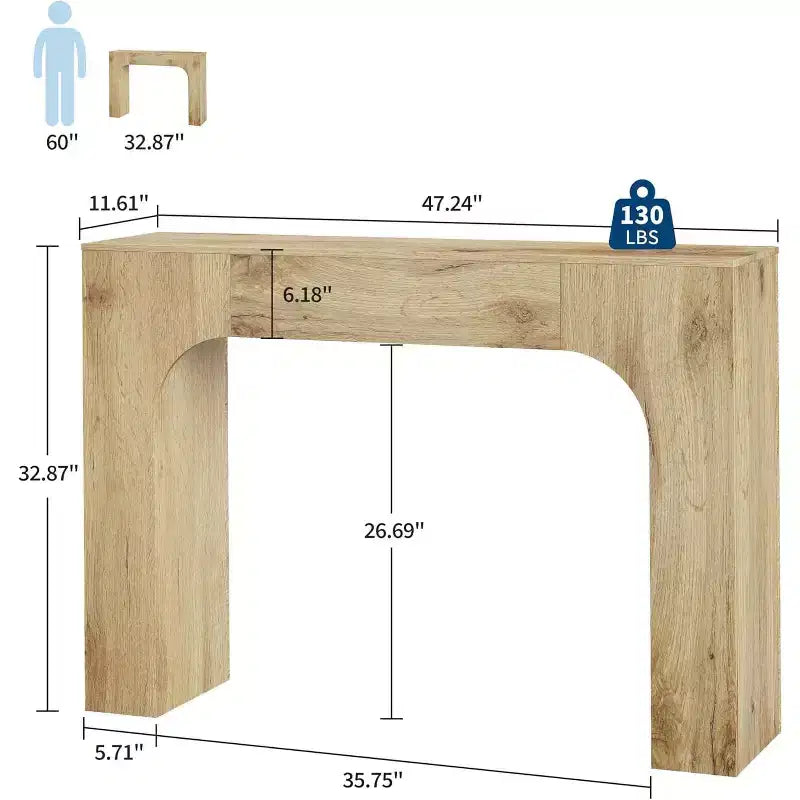 47" Rustic Farmhouse Console Table with Lower Shelf - Entryway and Hallway