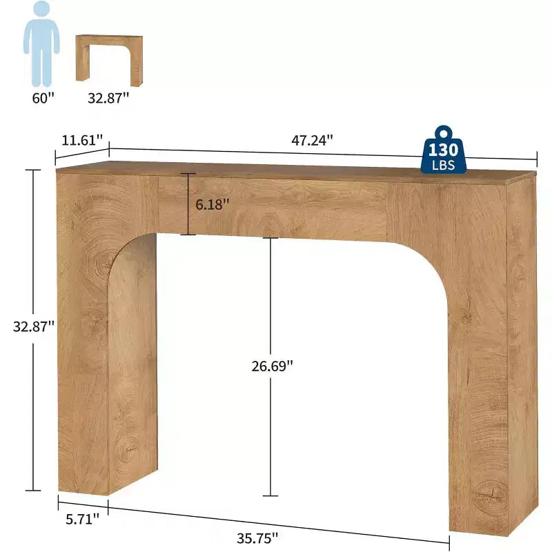 47" Rustic Farmhouse Console Table with Lower Shelf - Entryway and Hallway