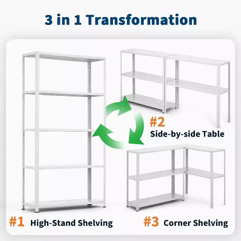 5-Tier Heavy Duty Steel Shelving Unit, 500 lb Capacity, Adjustable Height
