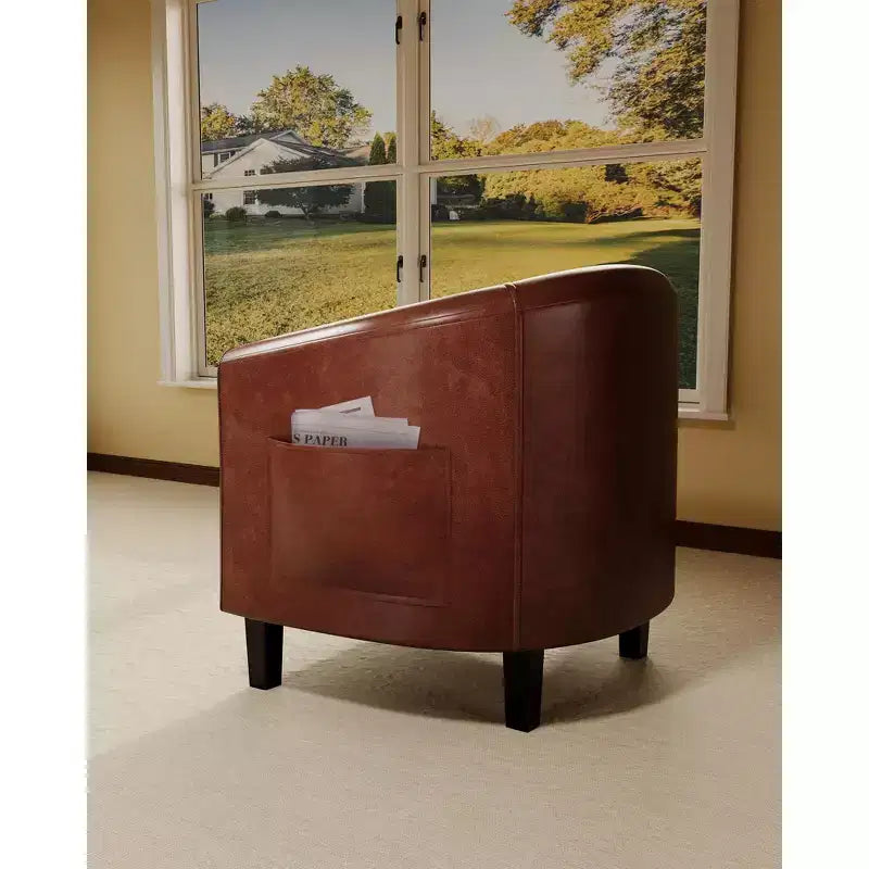 Compact Wing Accent Armchair with Faux Leather Upholstery