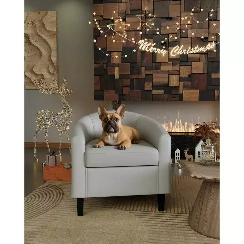 Compact Wing Accent Armchair with Faux Leather Upholstery