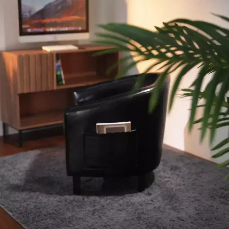 Compact Wing Accent Armchair with Faux Leather Upholstery