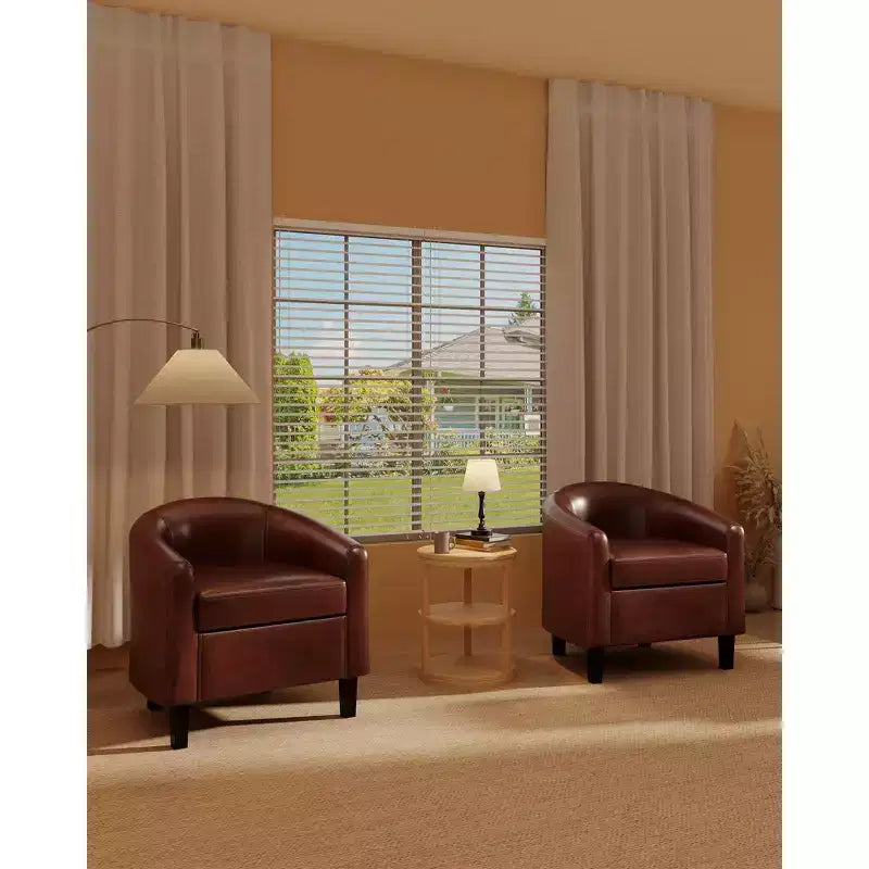 Compact Wing Accent Armchair with Faux Leather Upholstery