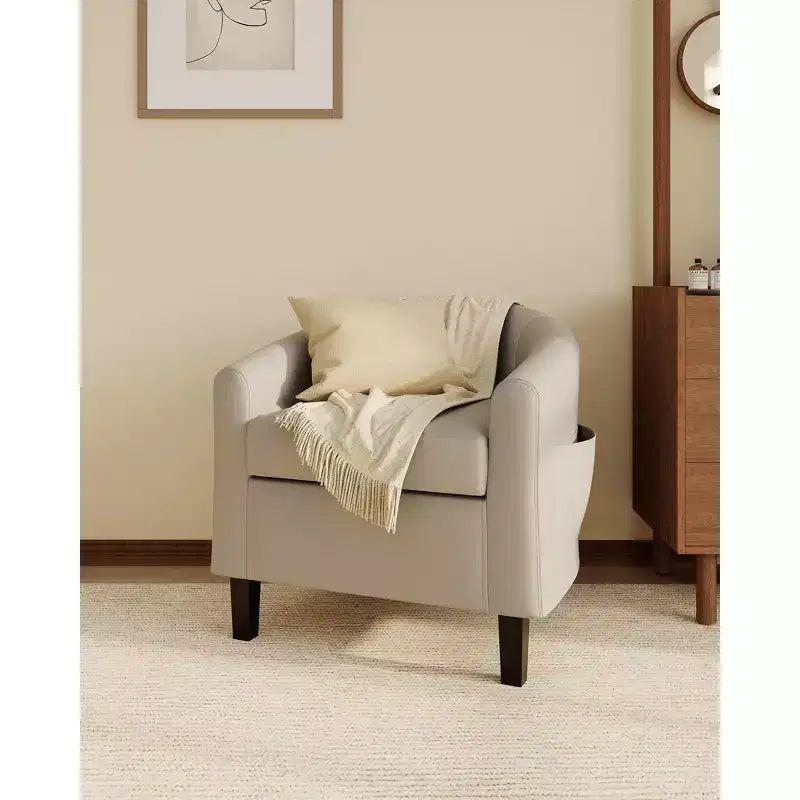 Compact Wing Accent Armchair with Faux Leather Upholstery