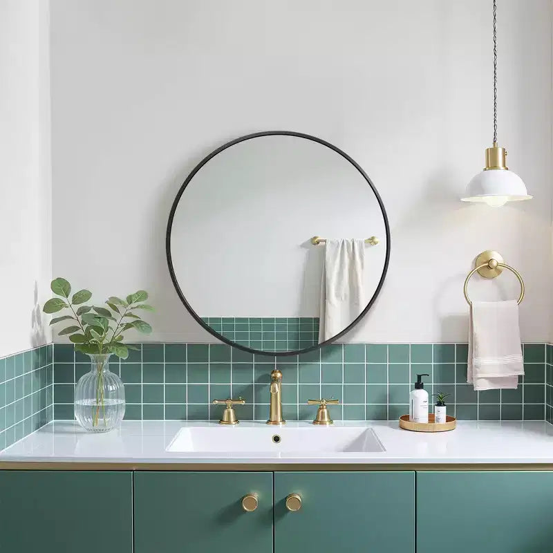24" Round Wall-Mounted Bathroom Medicine Cabinet Mirror with 3 Shelves