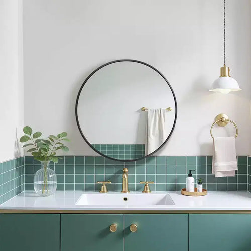 24" Round Wall-Mounted Bathroom Medicine Cabinet Mirror with 3 Shelves